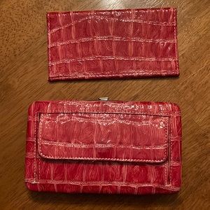 Red faux alligator wallet